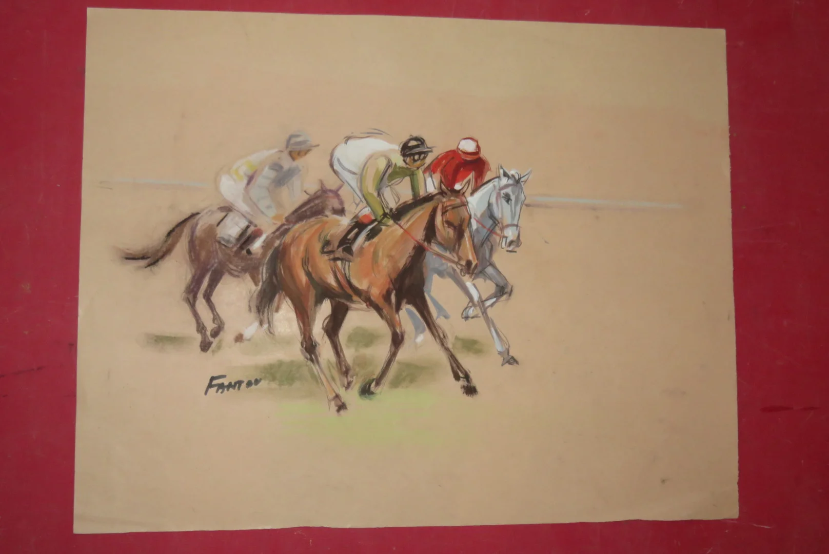 Courses Hippiques,  Aquarelles époque 20ème.