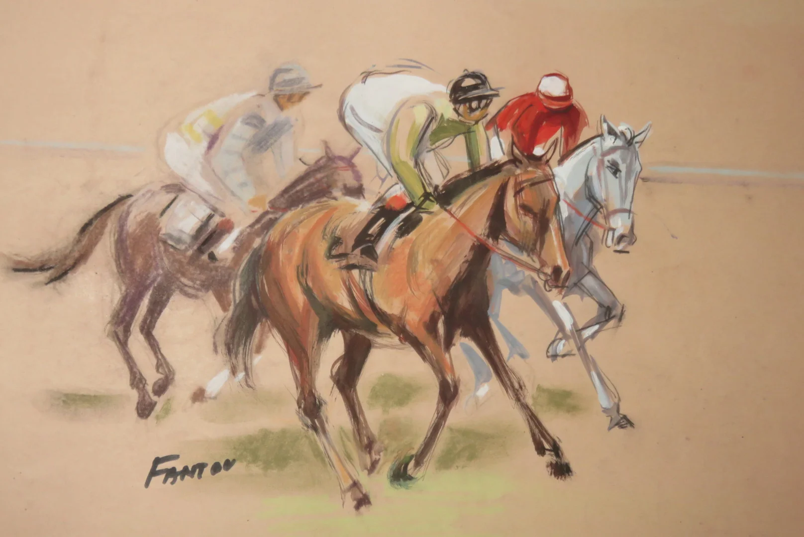 Courses Hippiques,  Aquarelles époque 20ème.