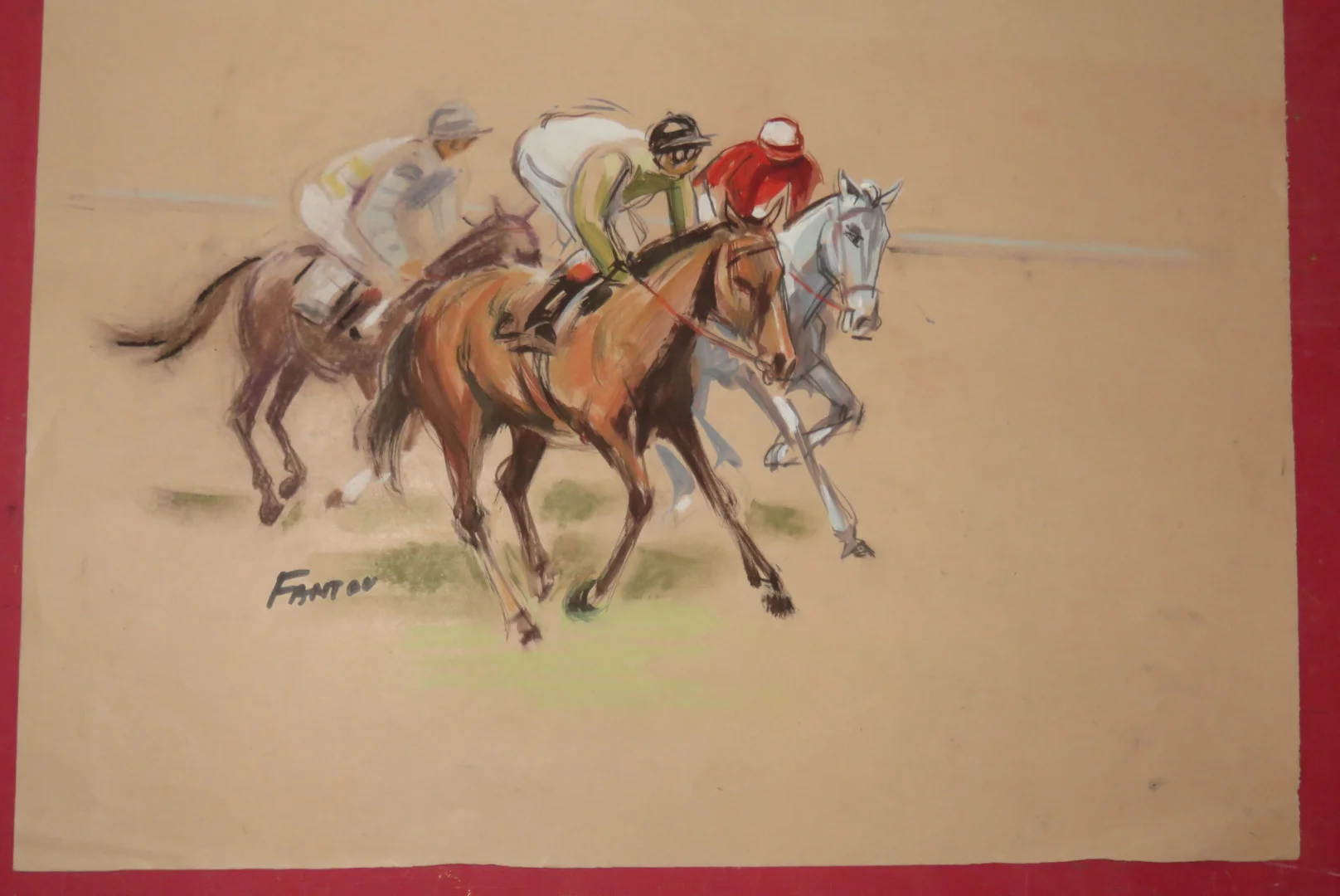 Courses Hippiques,  Aquarelles époque 20ème.