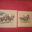 Courses Hippiques,  Aquarelles époque 20ème.
