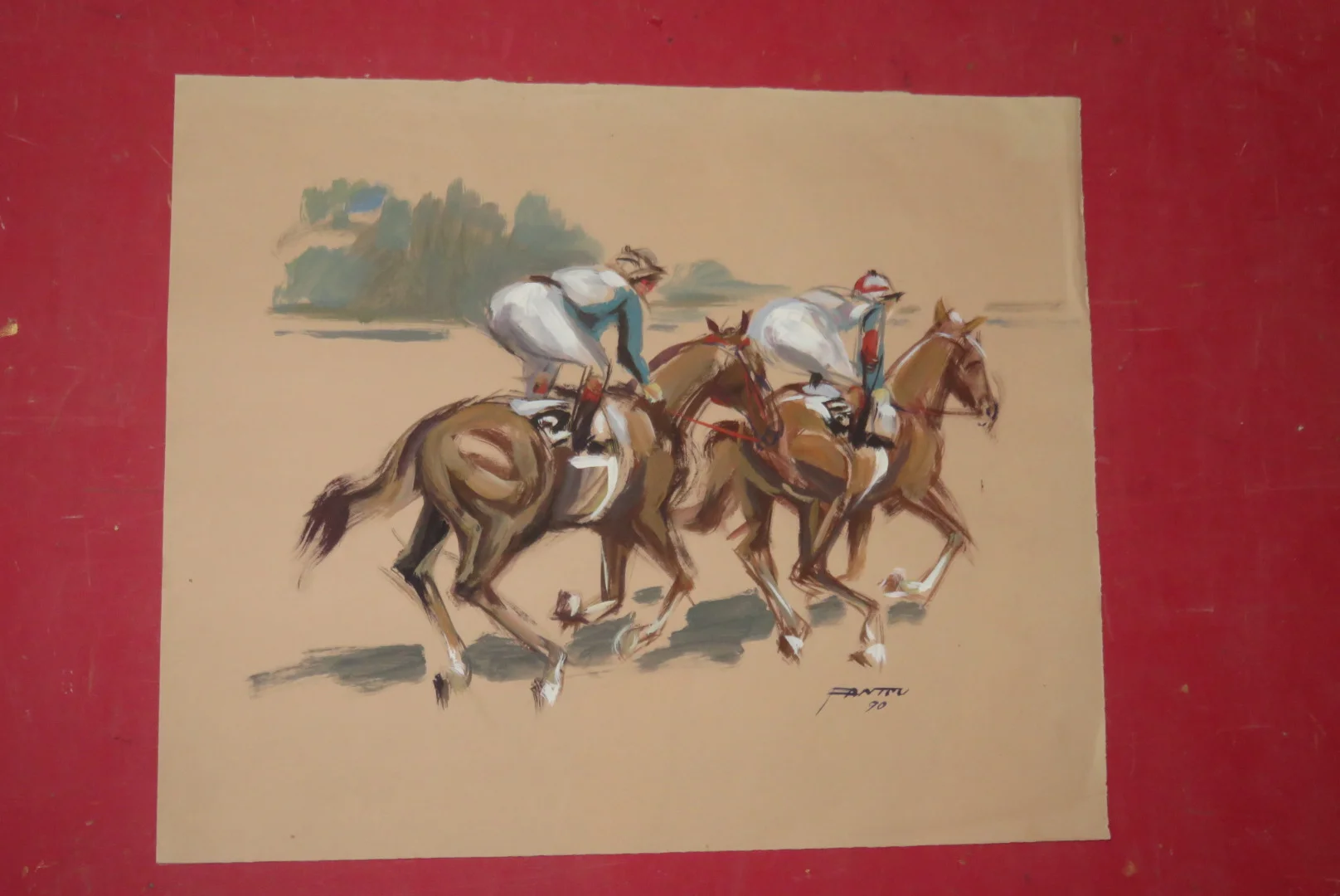 Courses Hippiques,  Aquarelles époque 20ème.