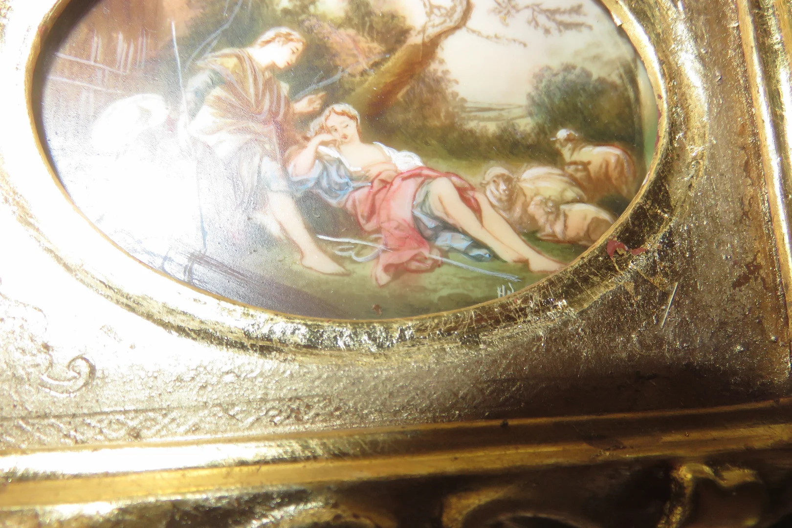 Scène Romantique, Miniature époque 19 ème.