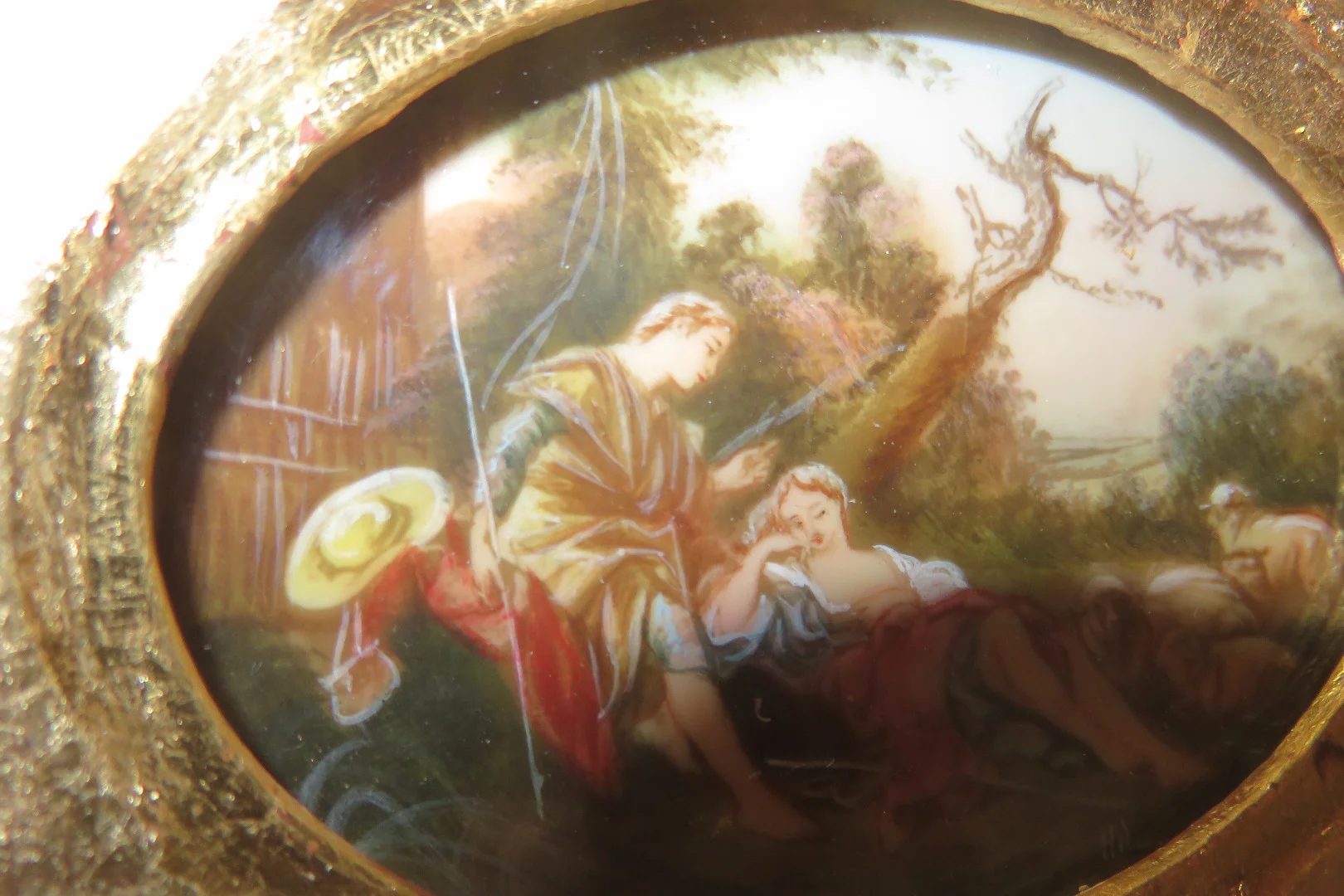 Scène Romantique, Miniature époque 19 ème.