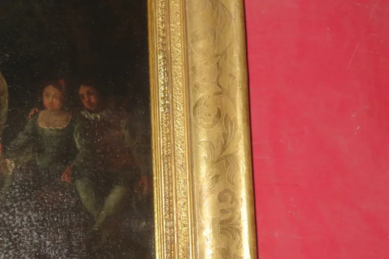 Scène Galante Avec Musiciens, Peinture époque 18ème.
