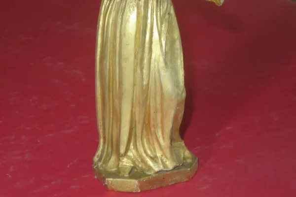 Statue Représentant Un Moine, époque 19ème, En Bois Doré.