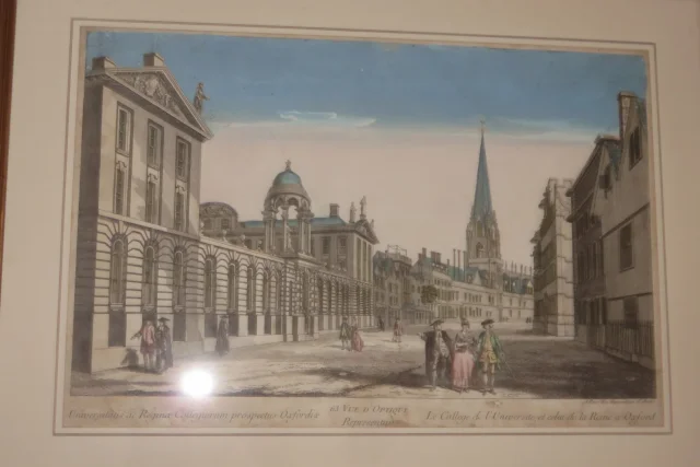 "Le Collège de l'Université à Oxford", vue d'optique époque 18ème.