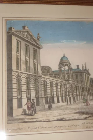 "Le Collège de l'Université à Oxford", vue d'optique époque 18ème.