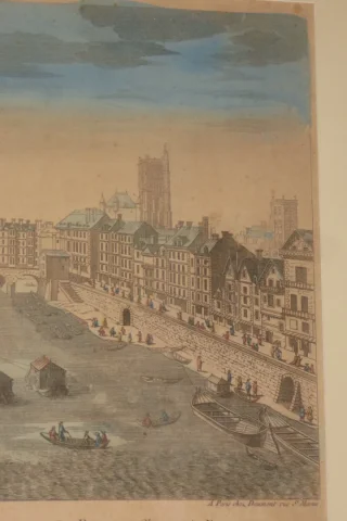 " Le pont au Change à Paris", vue d'optique époque 18ème