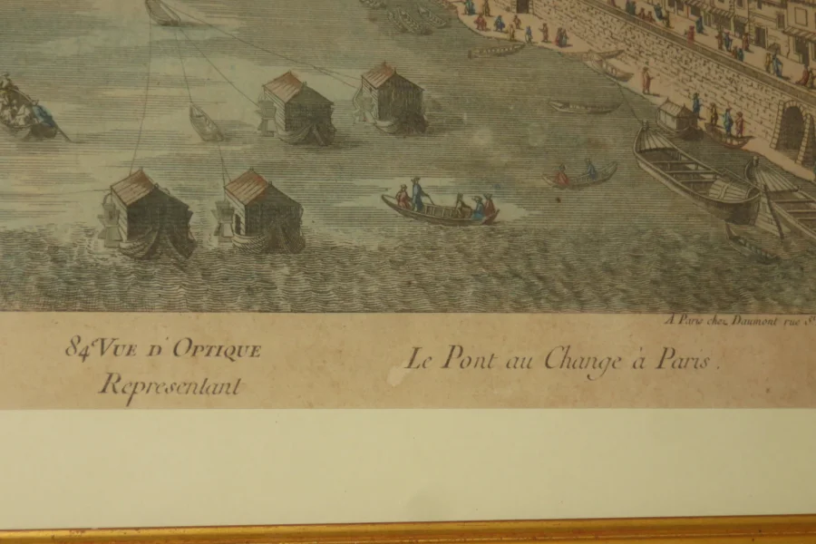 OPTISCHE ANSICHT DES 18. JAHRHUNDERTS " Le pont au Change à Paris",