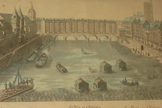 " Le pont au Change à Paris", vue d'optique époque 18ème