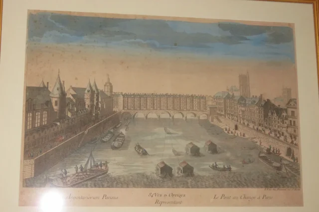 " Le pont au Change à Paris", vue d'optique époque 18ème
