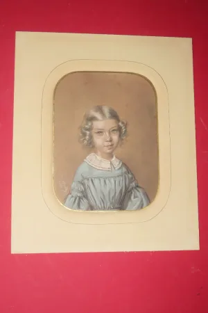 Dessin d'Une Jeune écolière, époque 19ème.