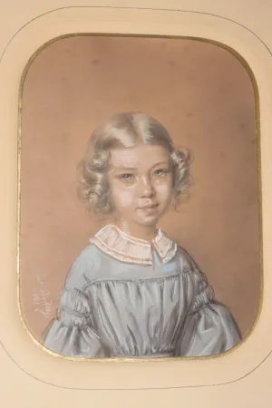 Dessin d'Une Jeune écolière, époque 19ème.