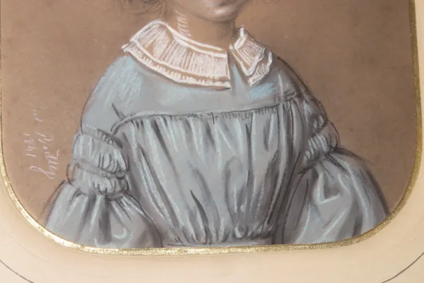 Dessin d'Une Jeune écolière, époque 19ème.