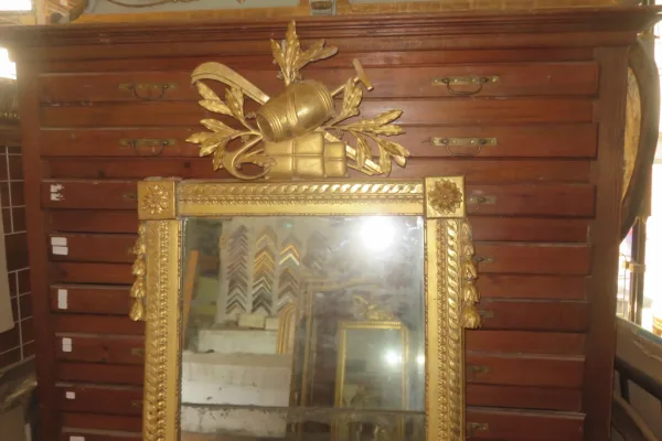 Miroir époque 18ème, Louis XVI En Bois Doré.