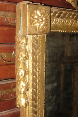 Miroir époque 18ème, Louis XVI En Bois Doré.
