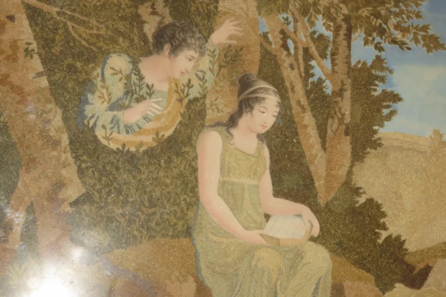 QUADRO ACQUERELLO E RICAMO