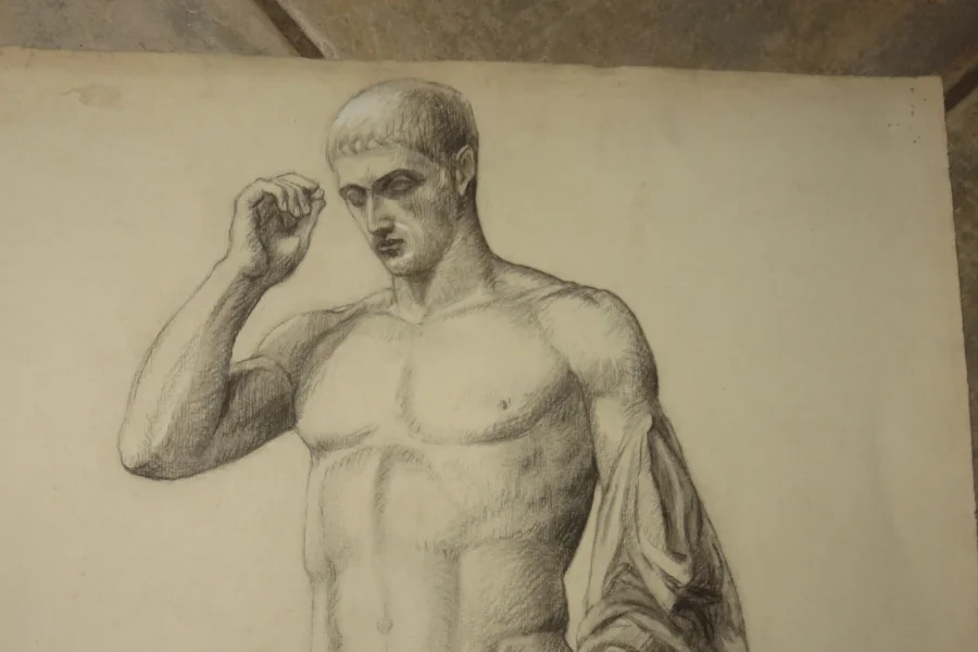 Deux Grands Dessins De Nus époque Début 20 ème.