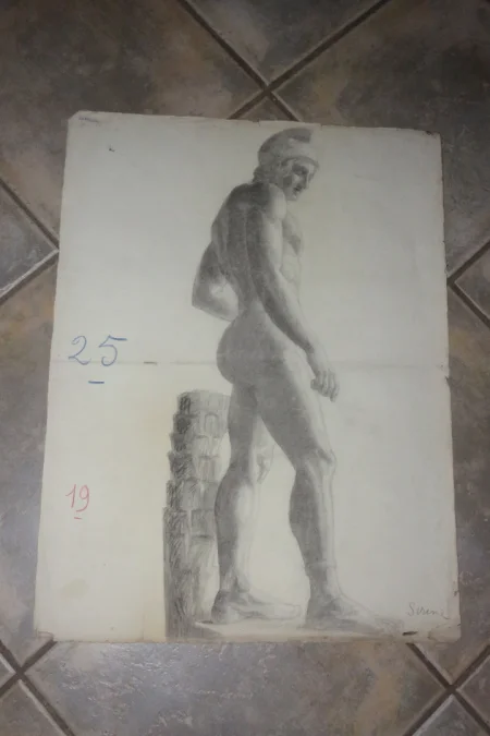 Deux Grands Dessins De Nus époque Début 20 ème.