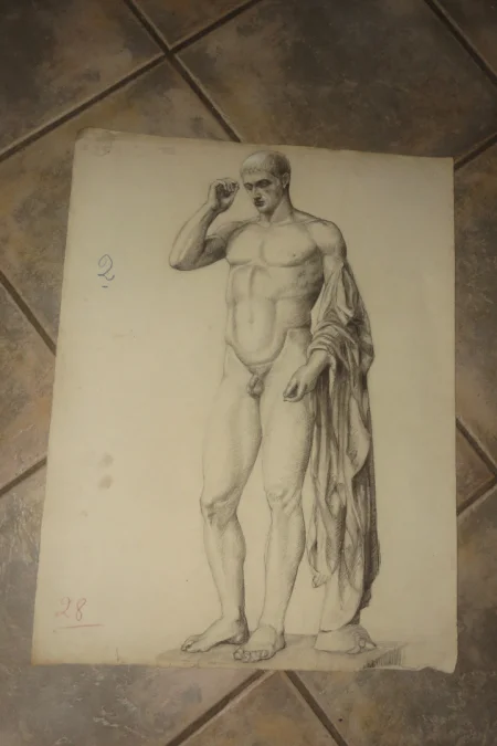 Deux Grands Dessins De Nus époque Début 20 ème.