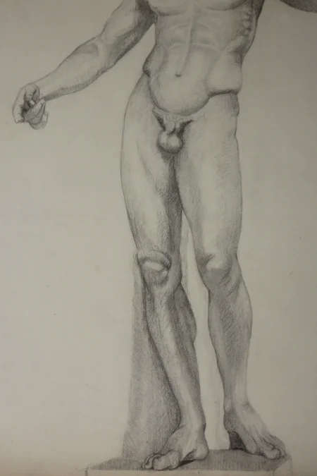 Grand Dessin De Nu époque Début 20 ème.