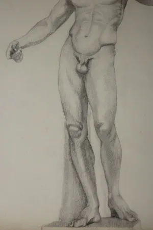 Grand Dessin De Nu époque Début 20 ème.