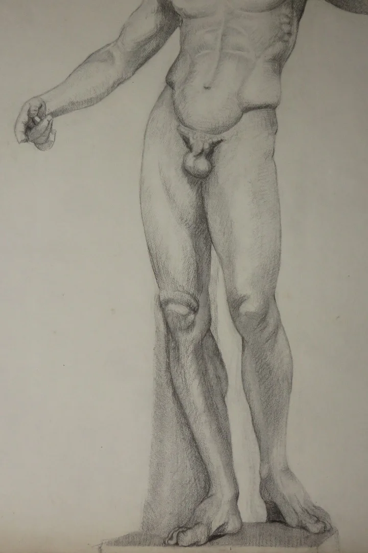 Grand Dessin De Nu époque Début 20 ème.