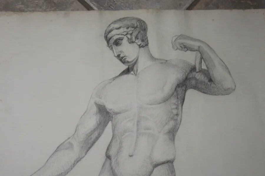 Grand Dessin De Nu époque Début 20 ème.