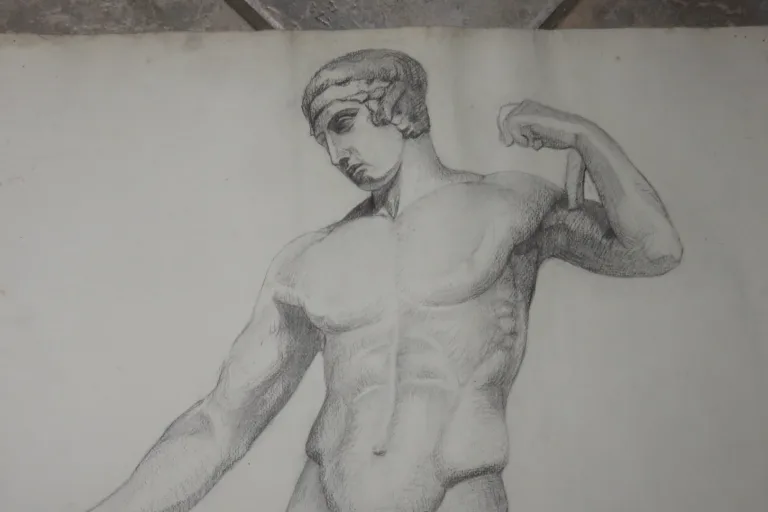 Grand Dessin De Nu époque Début 20 ème.