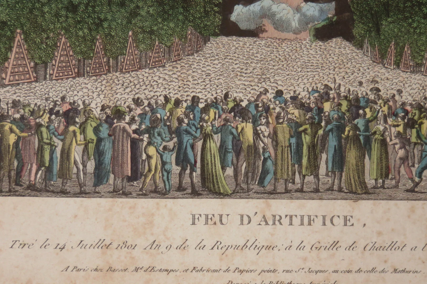 Paris, Feu d'Artifice, vue d'optique  datée de 1801.