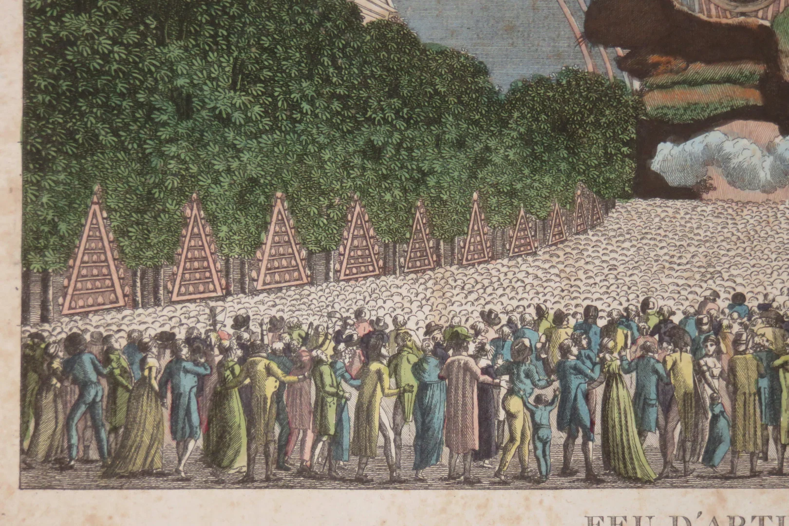 Paris, Feu d'Artifice, vue d'optique  datée de 1801.
