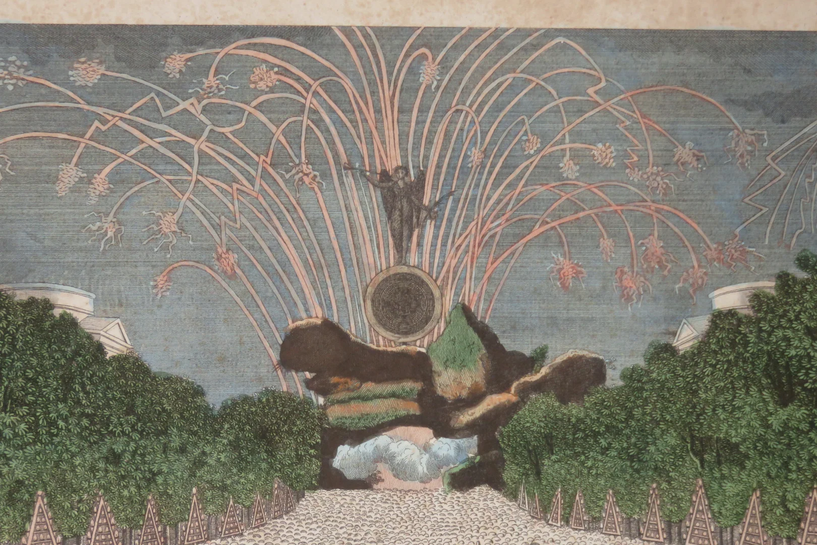 Paris, Feu d'Artifice, vue d'optique  datée de 1801.