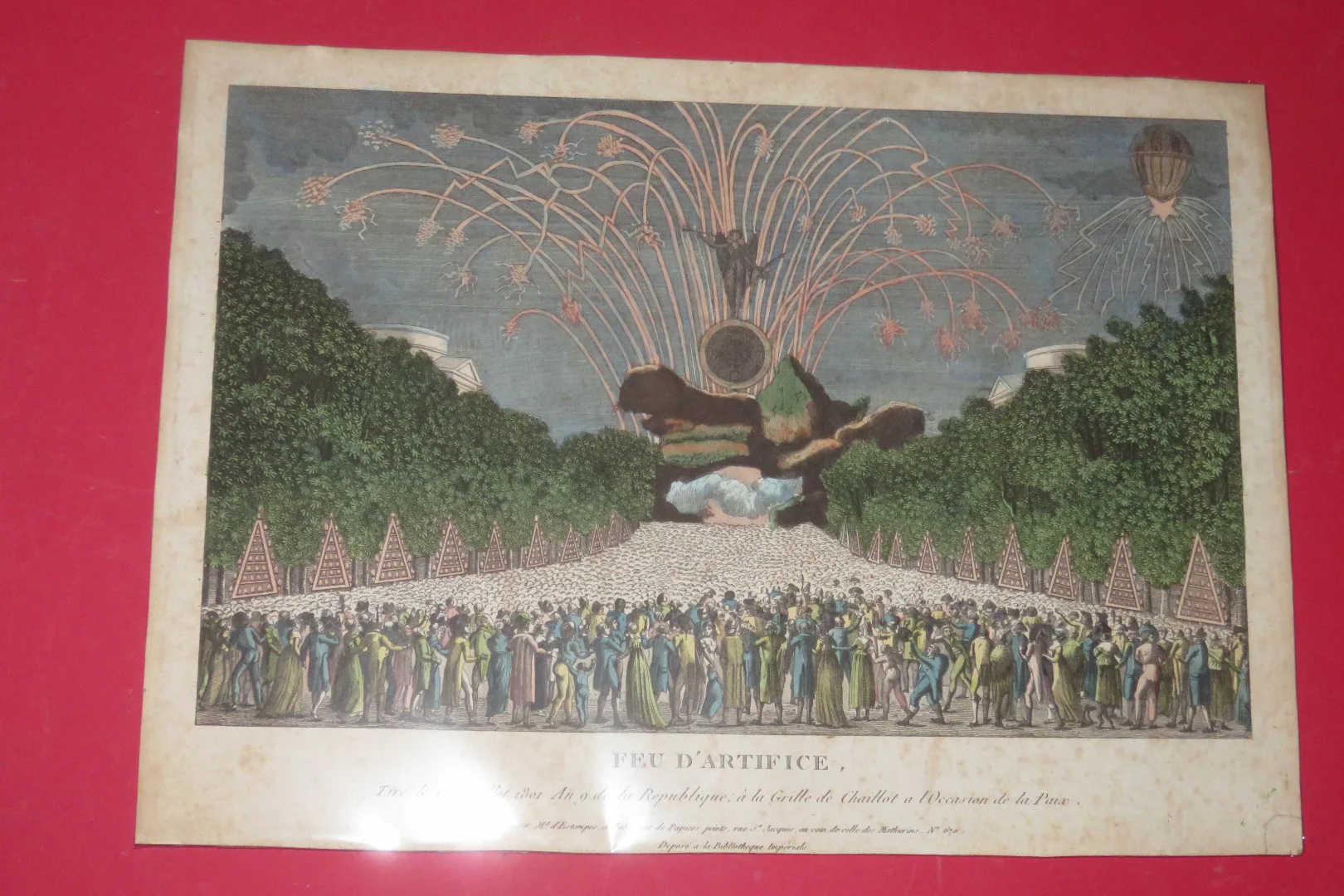Paris, Feu d'Artifice, vue d'optique  datée de 1801.