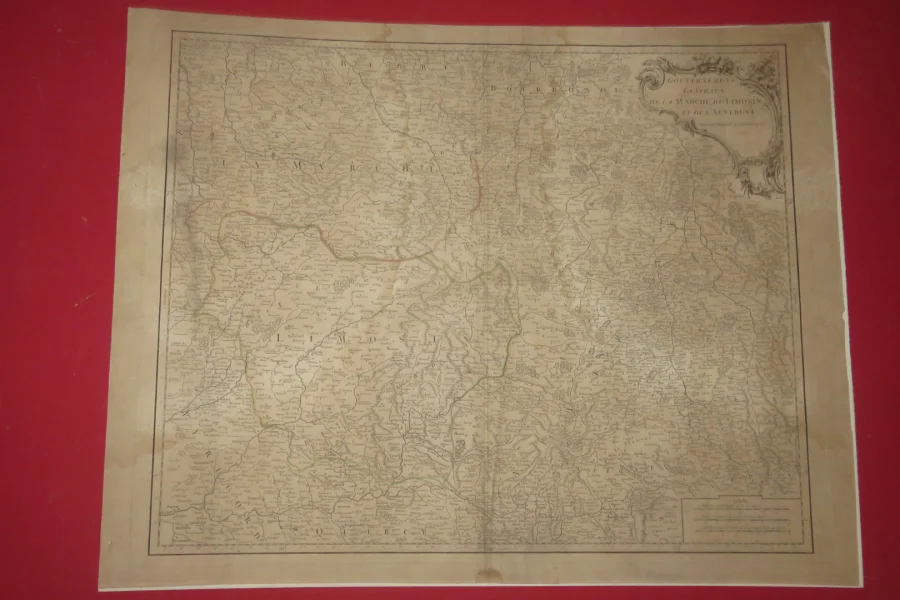 KARTE VON LIMOSIN UND AUVERGNE . AUS DEM 18. JAHRHUNDERT