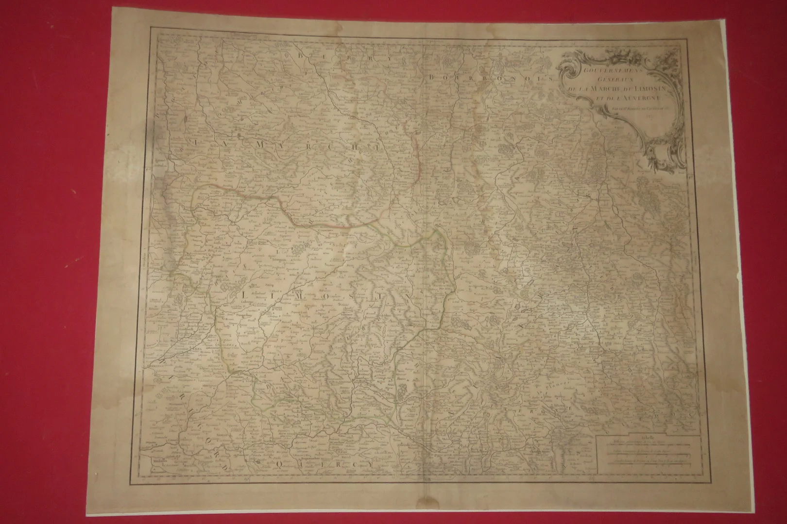 18th CENTURY MAP OF LIMOSIN AND AUVERGNE