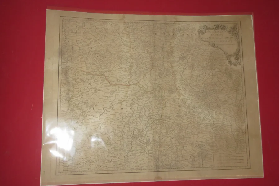KARTE VON LIMOSIN UND AUVERGNE . AUS DEM 18. JAHRHUNDERT