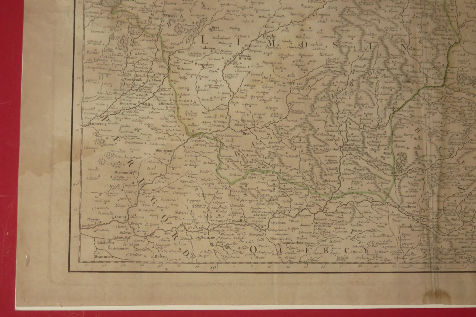 MAPA DEL SIGLO XVIII DE LIMOSIN Y AUVERGNE