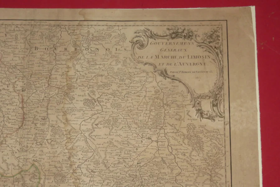 KARTE VON LIMOSIN UND AUVERGNE . AUS DEM 18. JAHRHUNDERT