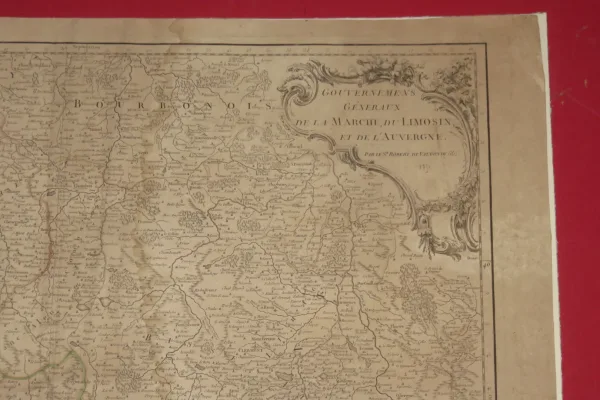 Carte " Gouvernements Généraux De La Marche du Limosin et de L' Auvergne "