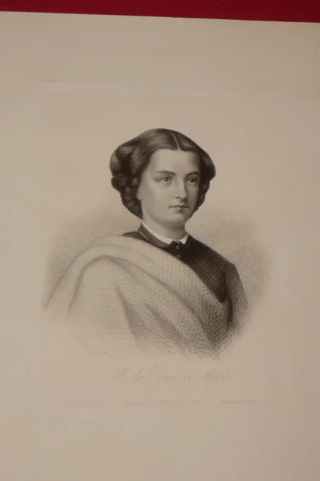 Marie-sophie En Bavière, Reine De Naples, Eau Forte Epoque 19ème.