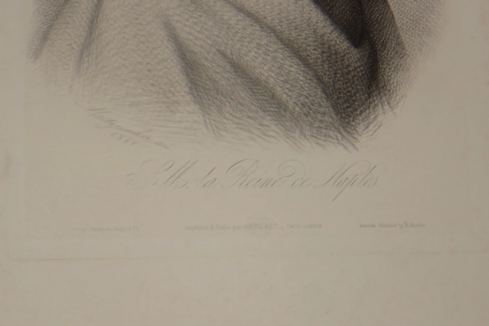 Marie-sophie En Bavière, Reine De Naples, Eau Forte époque 19ème.