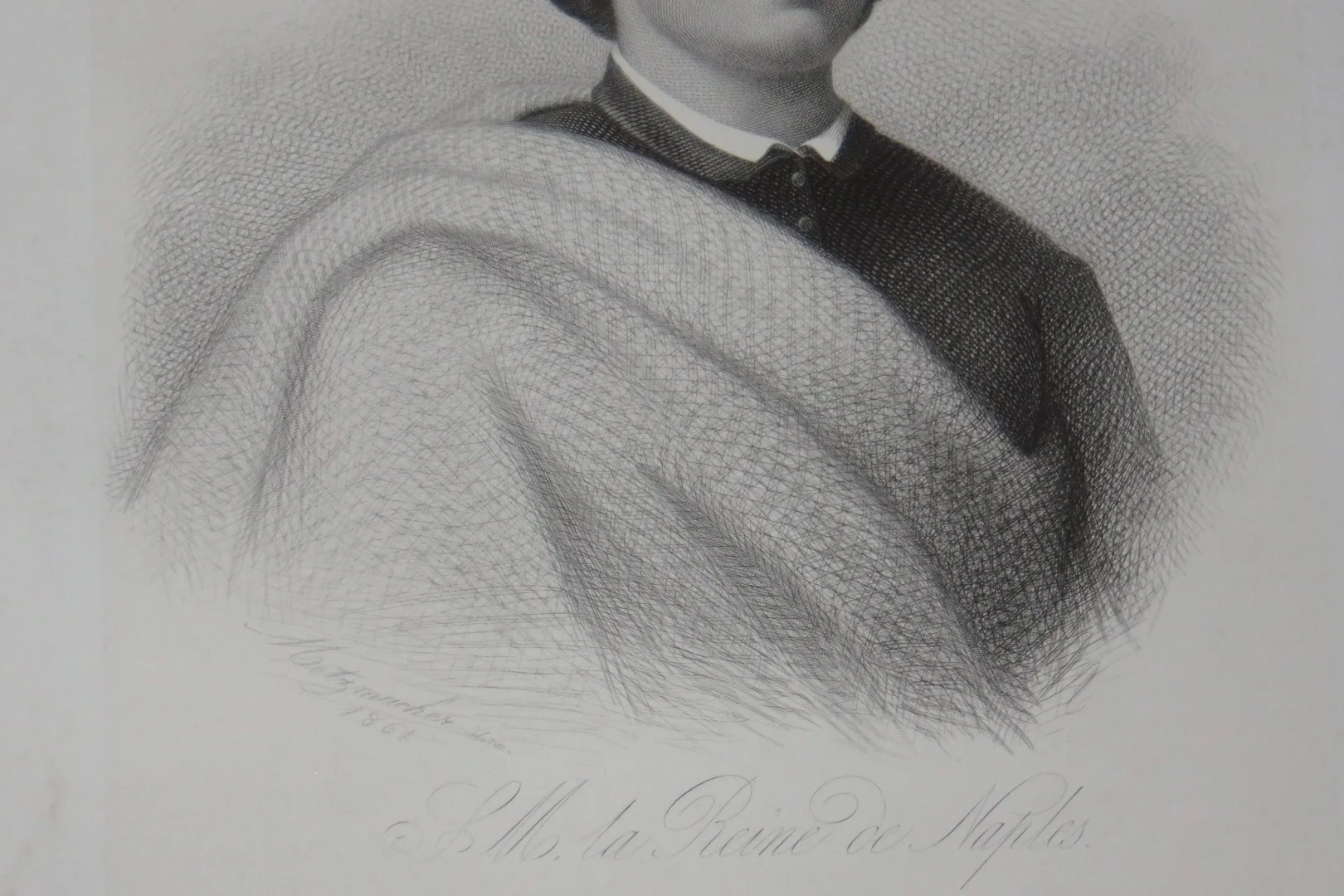 Marie-sophie En Bavière, Reine De Naples, Eau Forte époque 19ème.