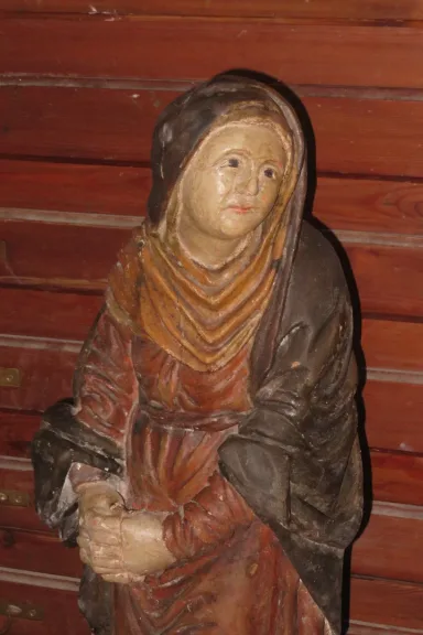 Vierge De Calvaire, Sculpture En Bois Polychome, époque 18 ème.