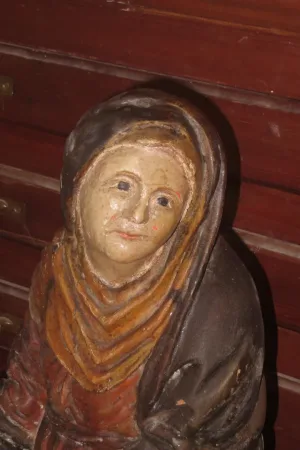 Vierge De Calvaire, Sculpture En Bois Polychome, époque 18 ème.