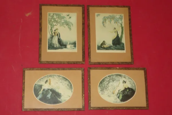 Ensemble de 4 gravures époque début 20ème, art déco.