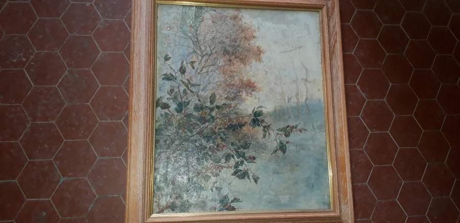 Paysage, Tableau De Georges Fraipont, époque 19 ème.