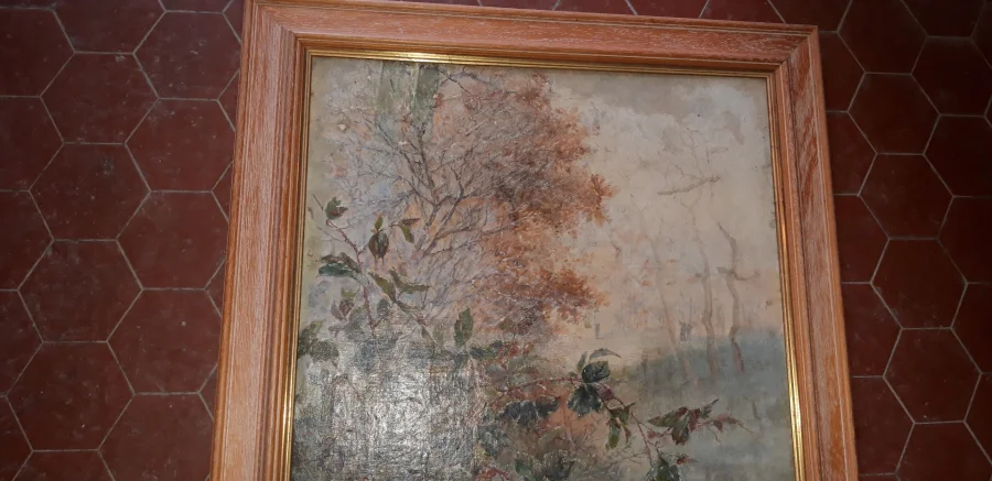 Paysage, Tableau De Georges Fraipont, époque 19 ème.