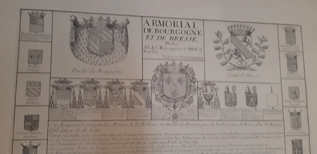 Armorial De Bourgogne Et De Bresse, Grande Gravure époque Fin 19ème.