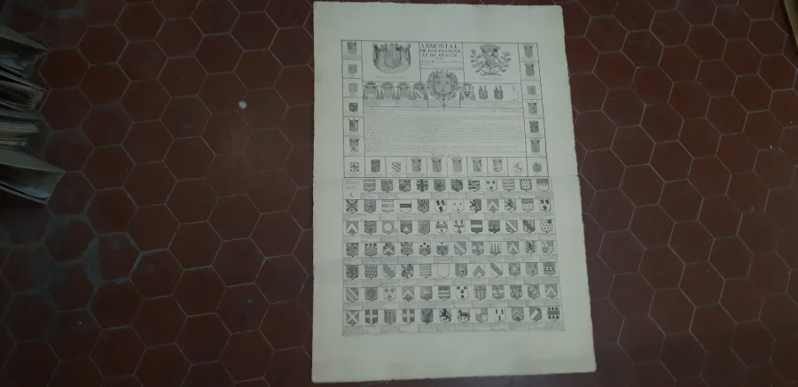 Armorial De Bourgogne Et De Bresse, Grande Gravure époque Fin 19ème.