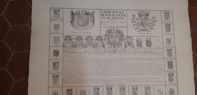 Armorial De Bourgogne Et De Bresse, Grande Gravure époque Fin 19ème.